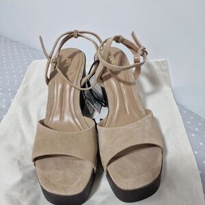 Zara Tan Suede Platform Sandals